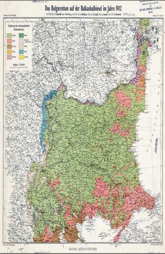 Map of the Bulgarian ethnos by Anastas Ishirkov, made in 1912